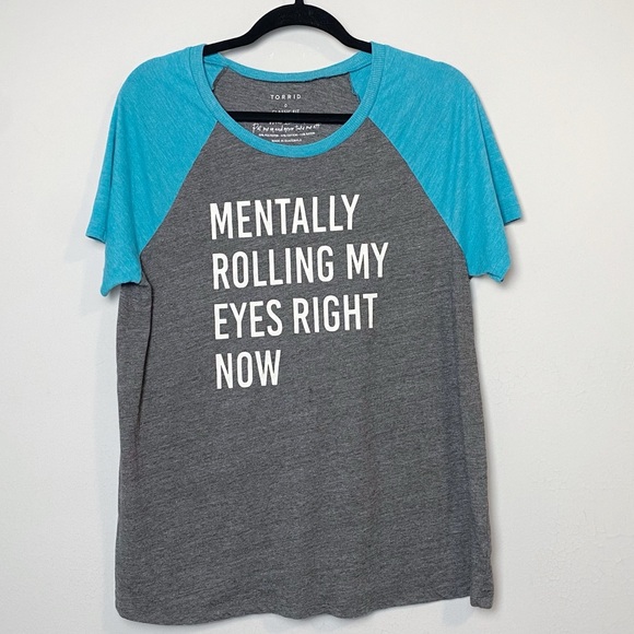Torrid Mentally Rolling My Eyes Classic Fit Raglan Tee - Picture 3 of 9